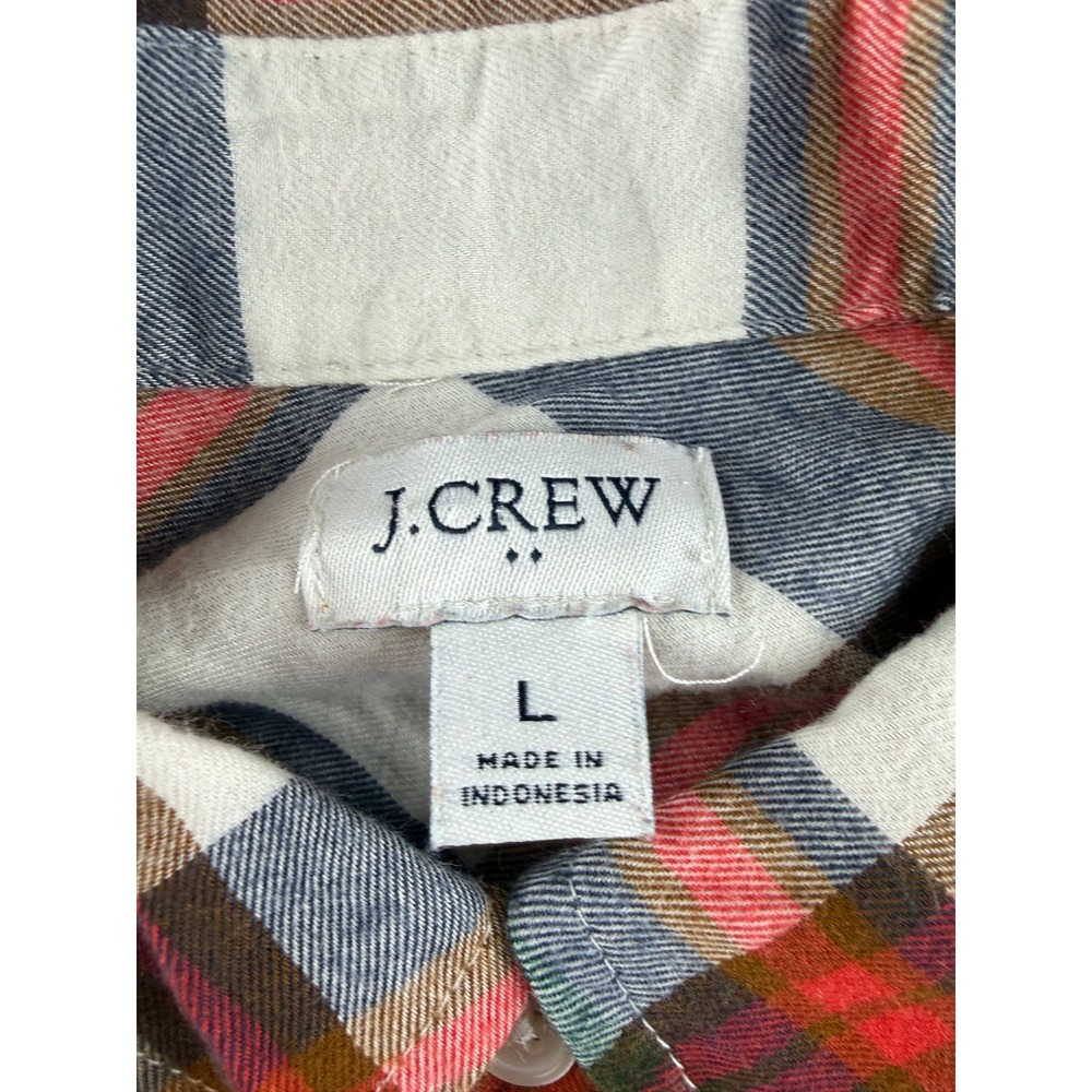 J.Crew Womens Plaid Button Down Shirt Red Green Long Sleeve Size L - Picture 7 of 7
